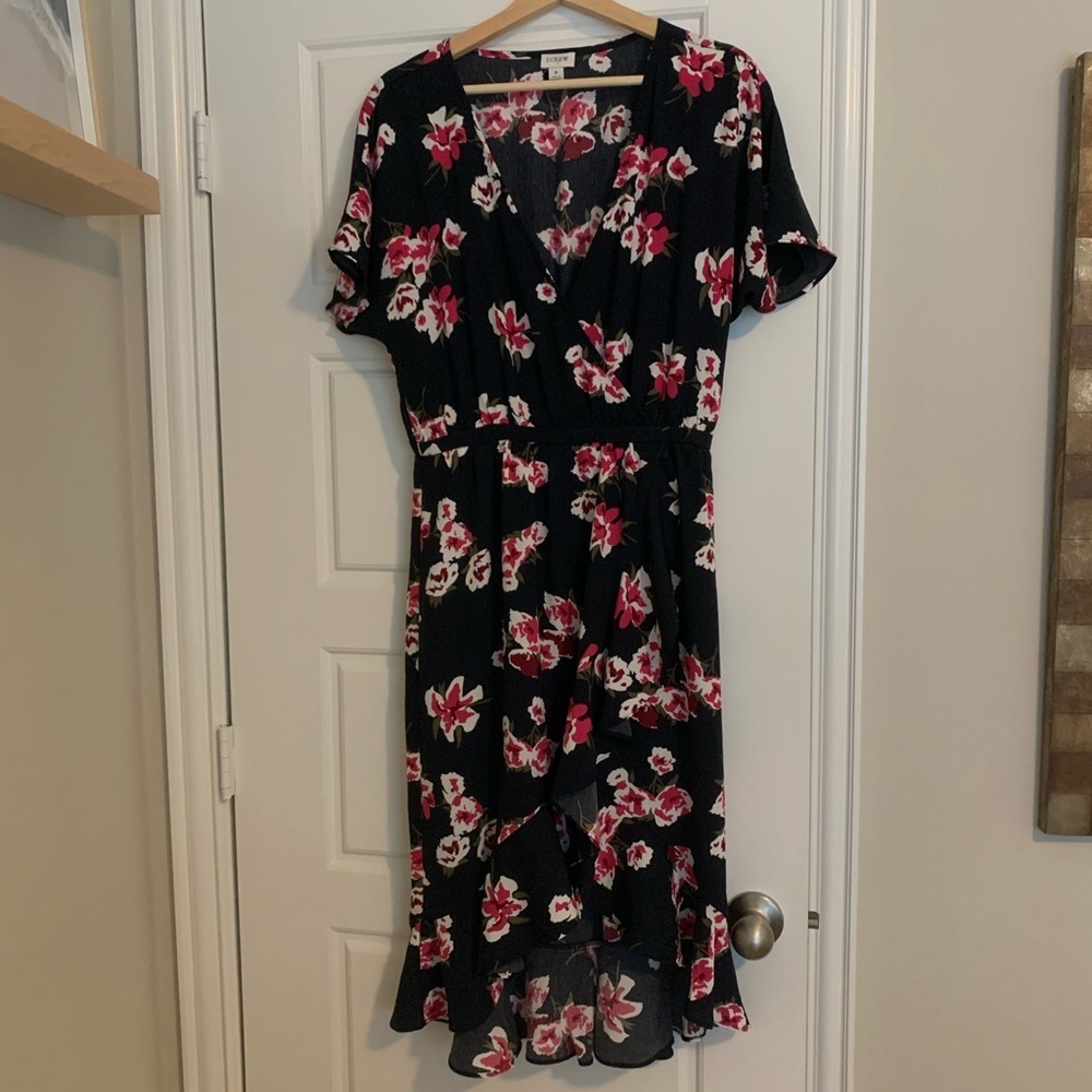 J. Crew Factory V-Neck Floral High Low Dress - Picture 6 of 8
